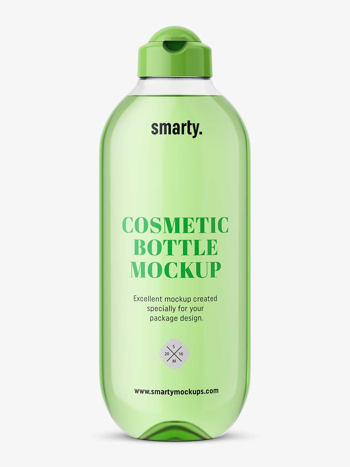 Transparent cosmetic bottle mockup