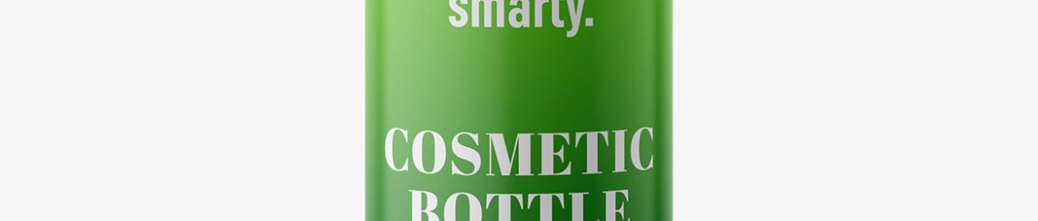 Transparent cosmetic bottle with pump mockup