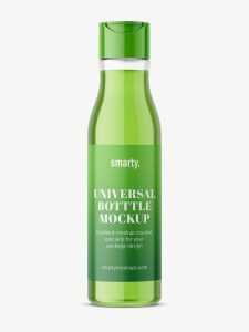 Transparent curved bottle mockup