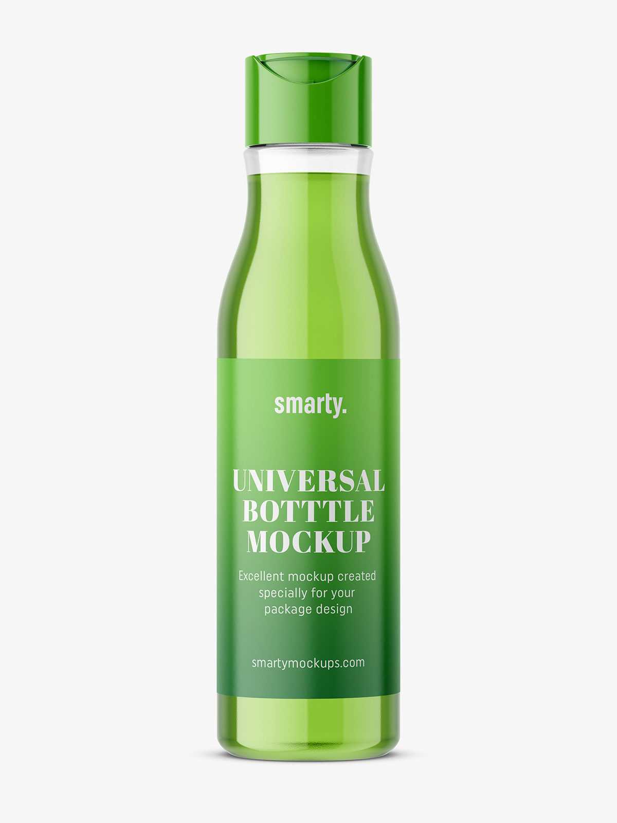 Transparent curved bottle mockup