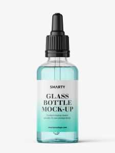 Transparent dropper bottle mockup / 50 ml