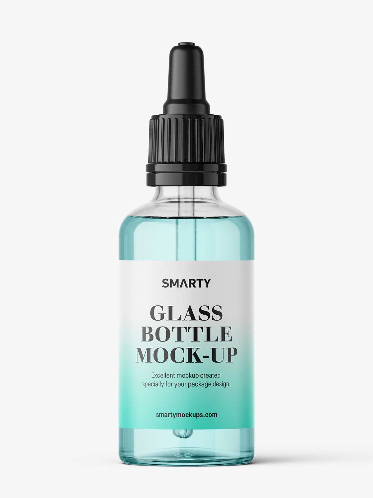 Transparent dropper bottle mockup / 50 ml
