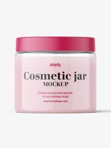 Transparent jar filled with cream mockup / 200ml