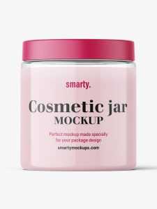 Transparent jar filled with cream mockup / 250ml