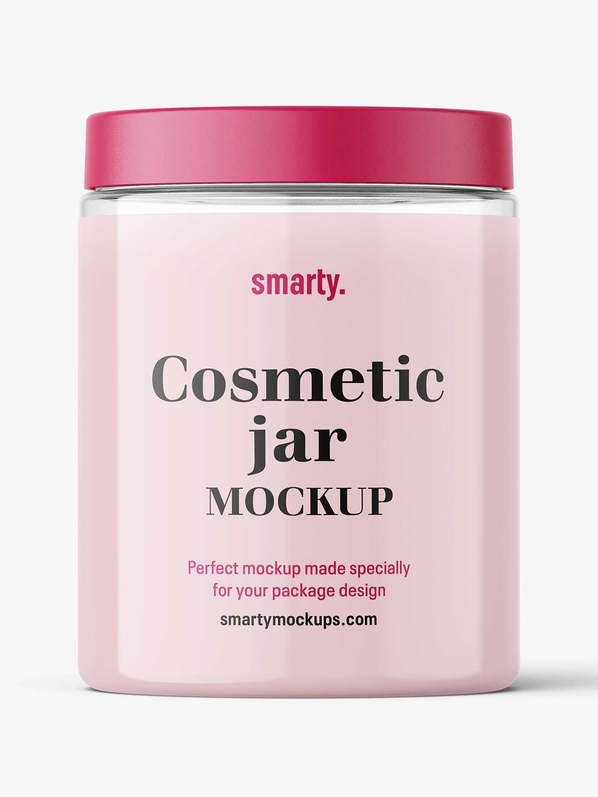 Transparent jar filled with cream mockup / 300ml
