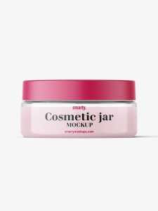 Transparent jar filled with cream mockup / 75ml