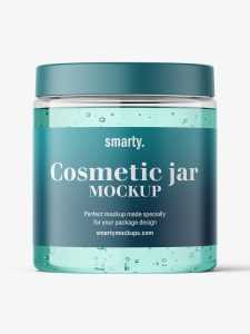 Transparent jar filled with gel mockup / 300ml