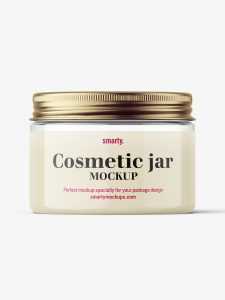 Transparent jar with metallic cap mockup / 150ml