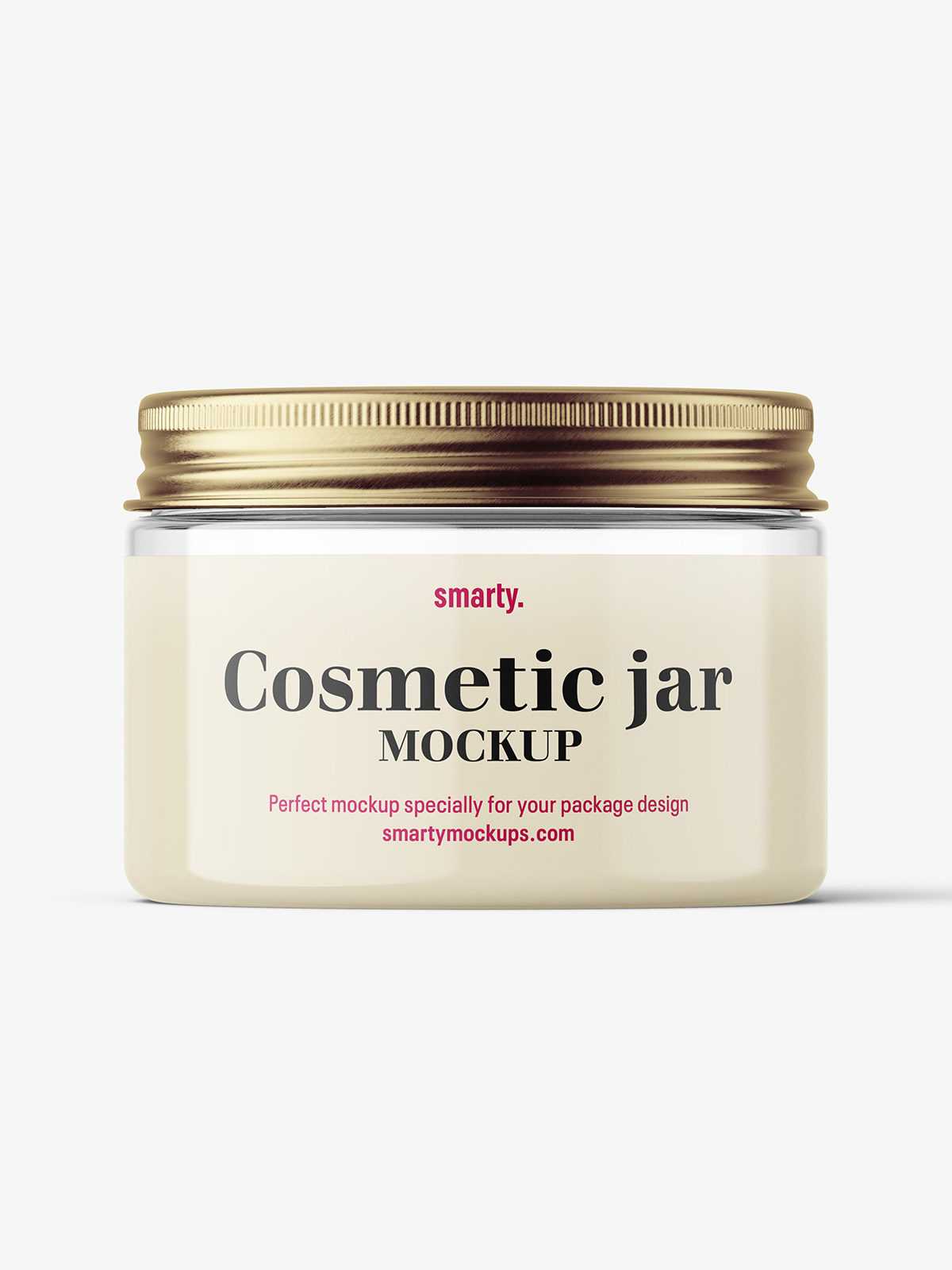 Transparent jar with metallic cap mockup / 150ml