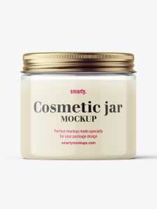 Transparent jar with metallic cap mockup / 200ml