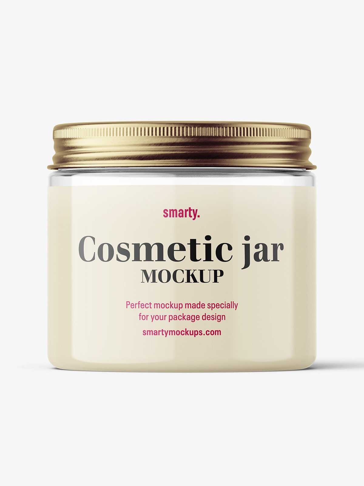 Transparent jar with metallic cap mockup / 200ml