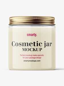 Transparent jar with metallic cap mockup / 250ml