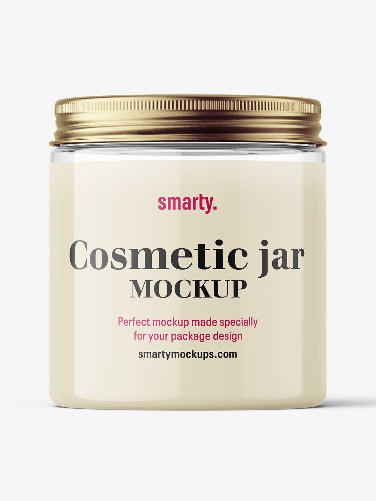 Transparent jar with metallic cap mockup / 250ml