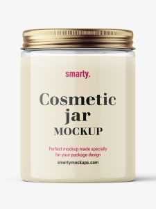 Transparent jar with metallic cap mockup / 300ml