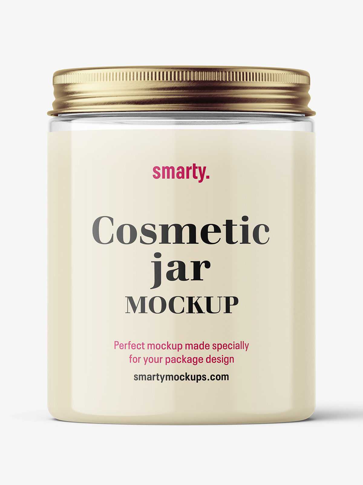 Transparent jar with metallic cap mockup / 300ml