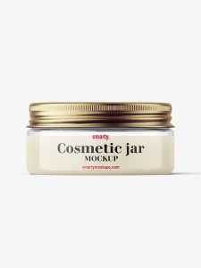 Transparent jar with metallic cap mockup / 75ml