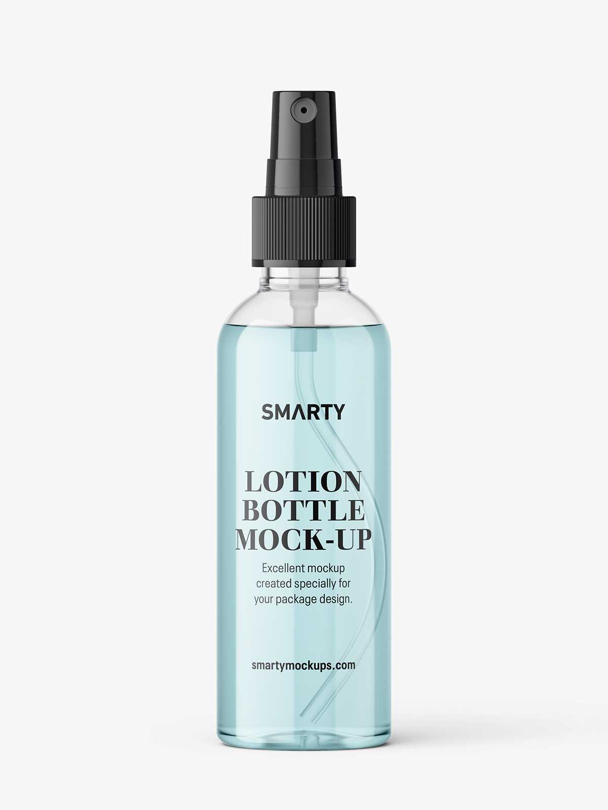 Transparent mist spray bottle mockup