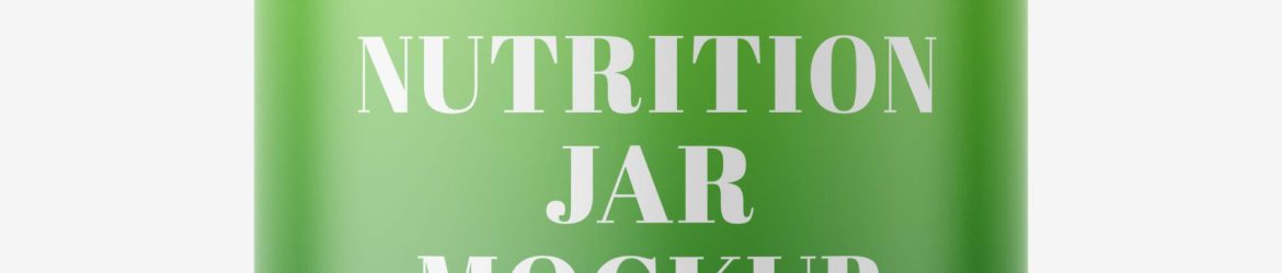 Transparent nutrition jar mockup Transparent nutrition jar mockup