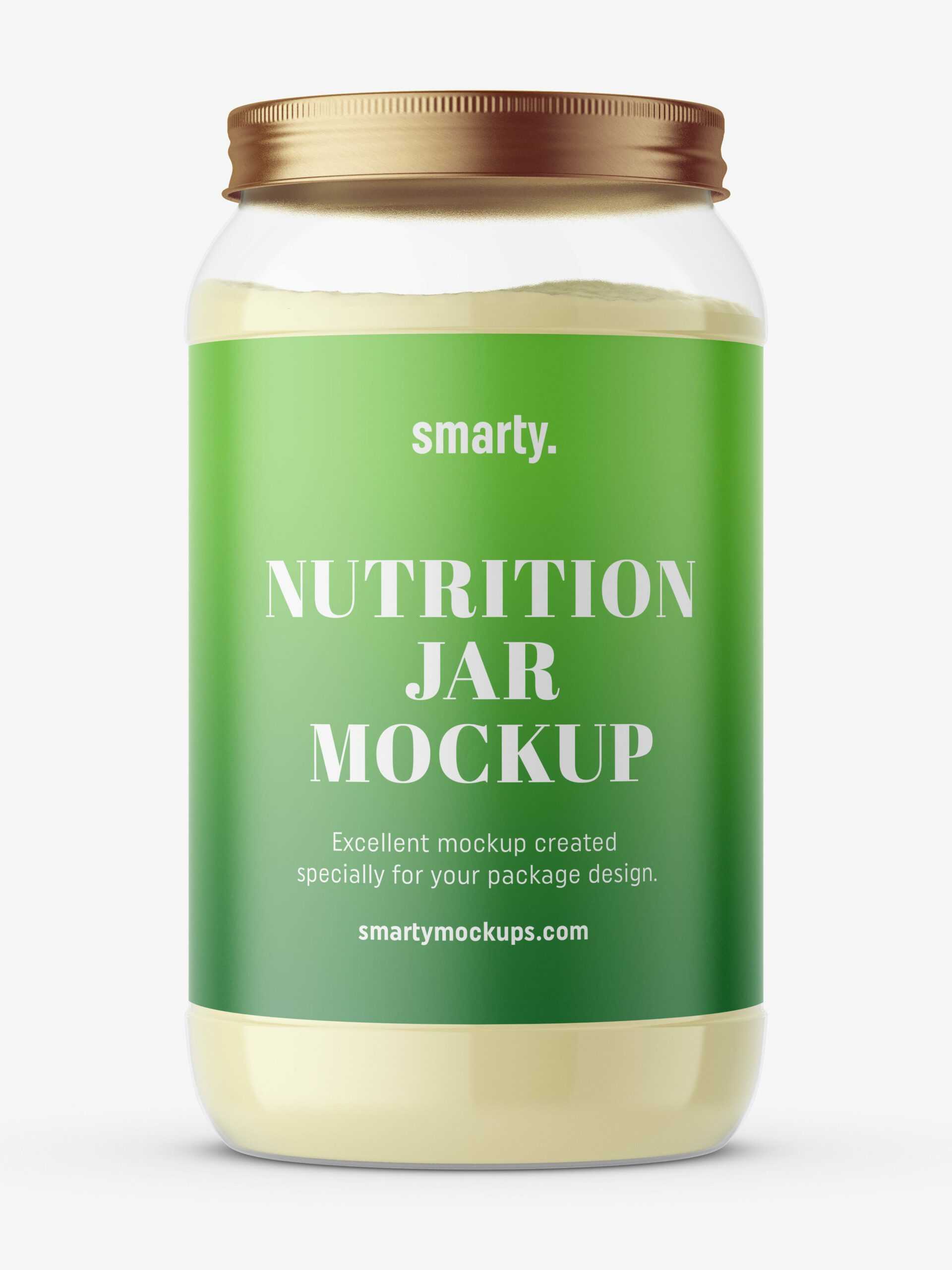 Transparent nutrition jar mockup