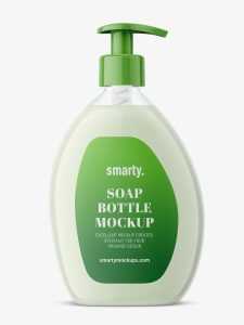 Transparent soap bottle mockup