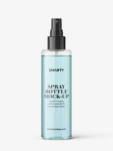 Transparent spray bottle mockup