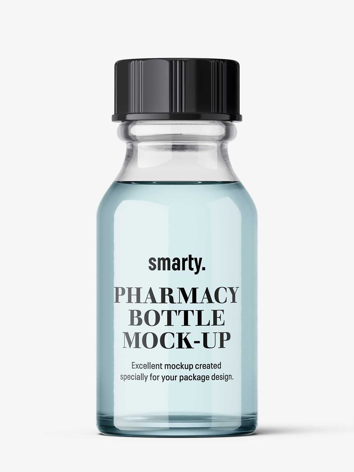 Transparent winchester bottle mockup / 15 ml