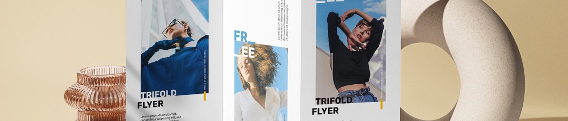 Tri-fold DL flyer scene mockup