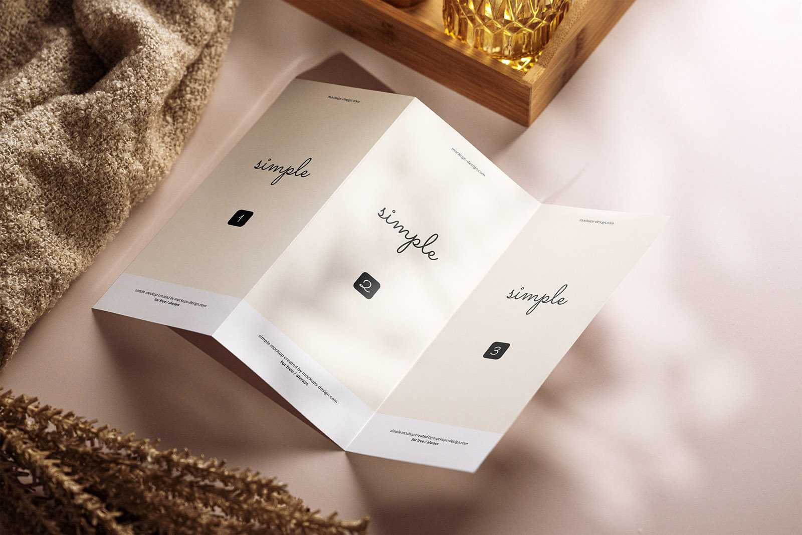 Tri fold flyer with shadows mockup
