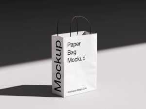 Twisted handle paper bag mockup