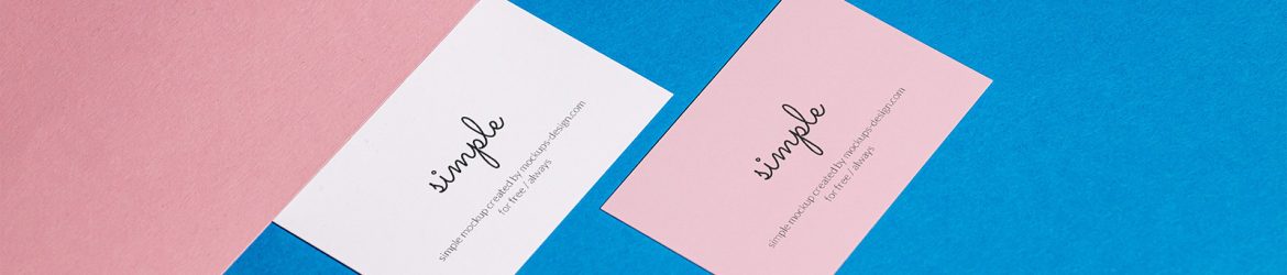 Two business cards on colorful background mockup