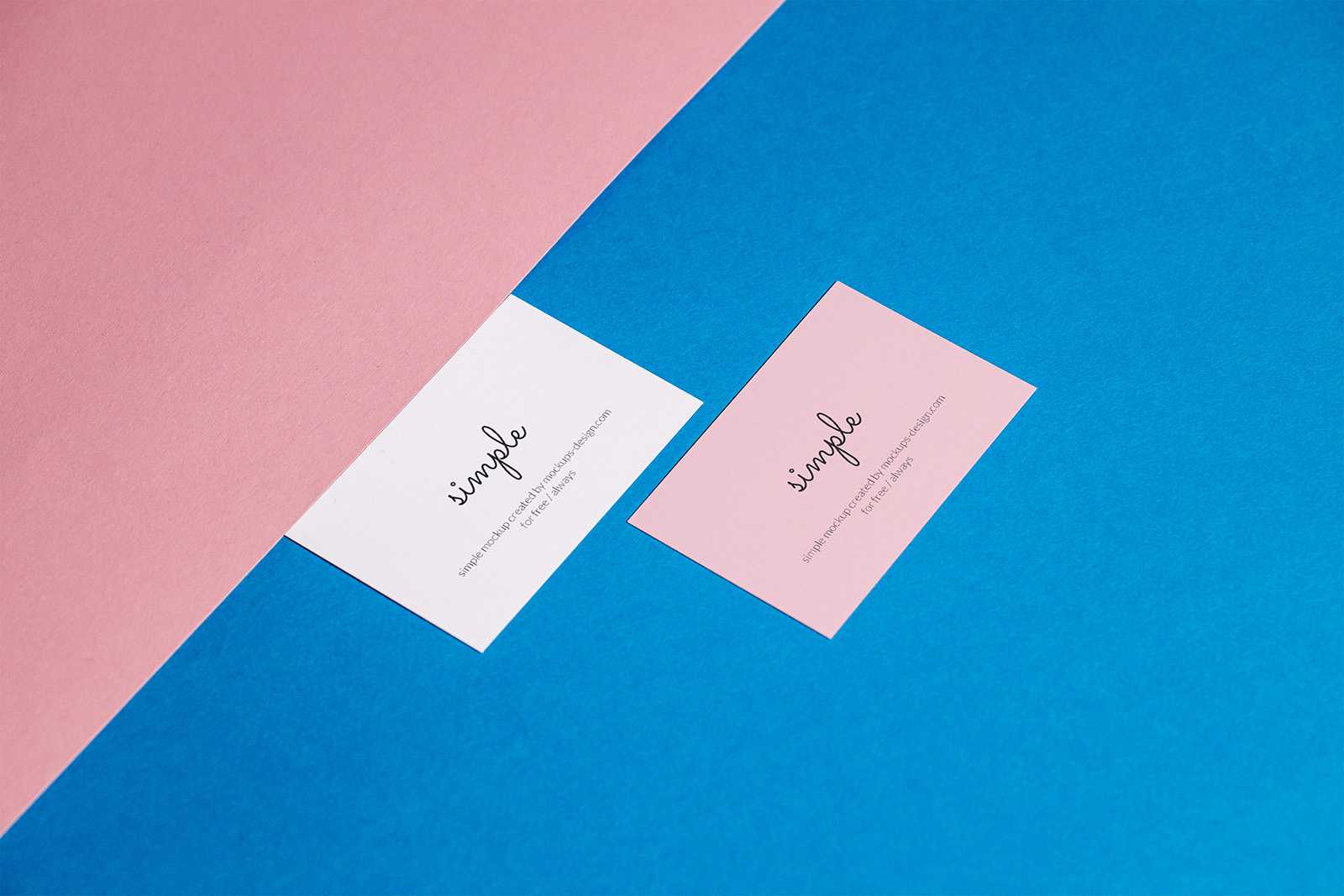 Two business cards on colorful background mockup