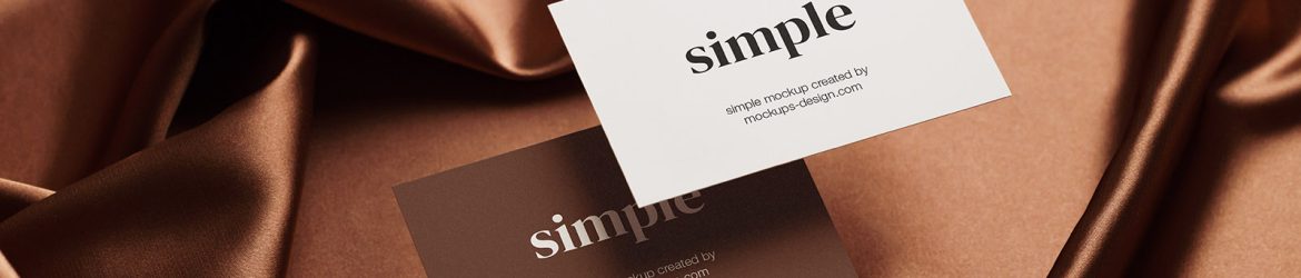 Two business cards on satin background mockup