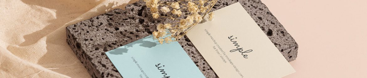 Two business cards on stone mockup