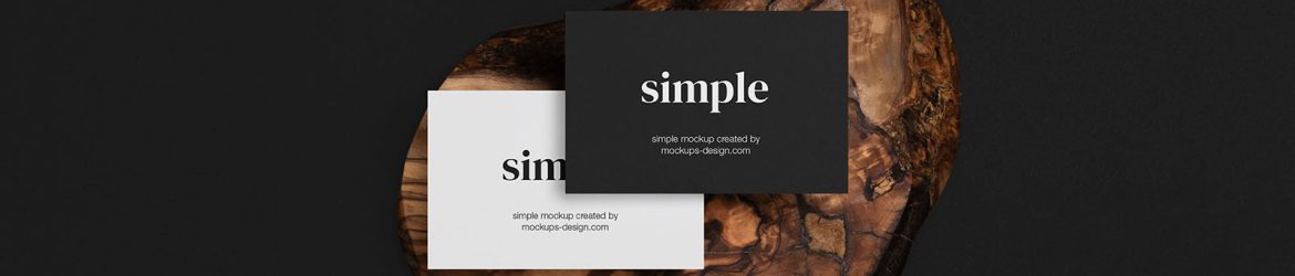 Two business cards with wood mockup Two business cards with wood mockup