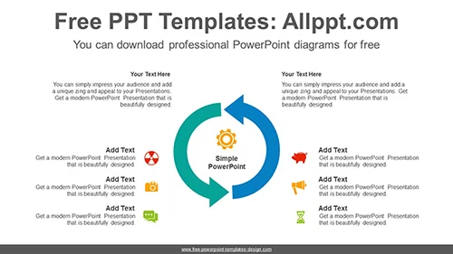 Two curved arrows PowerPoint Diagram Template