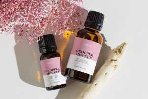 Two essential oil bottles mockup