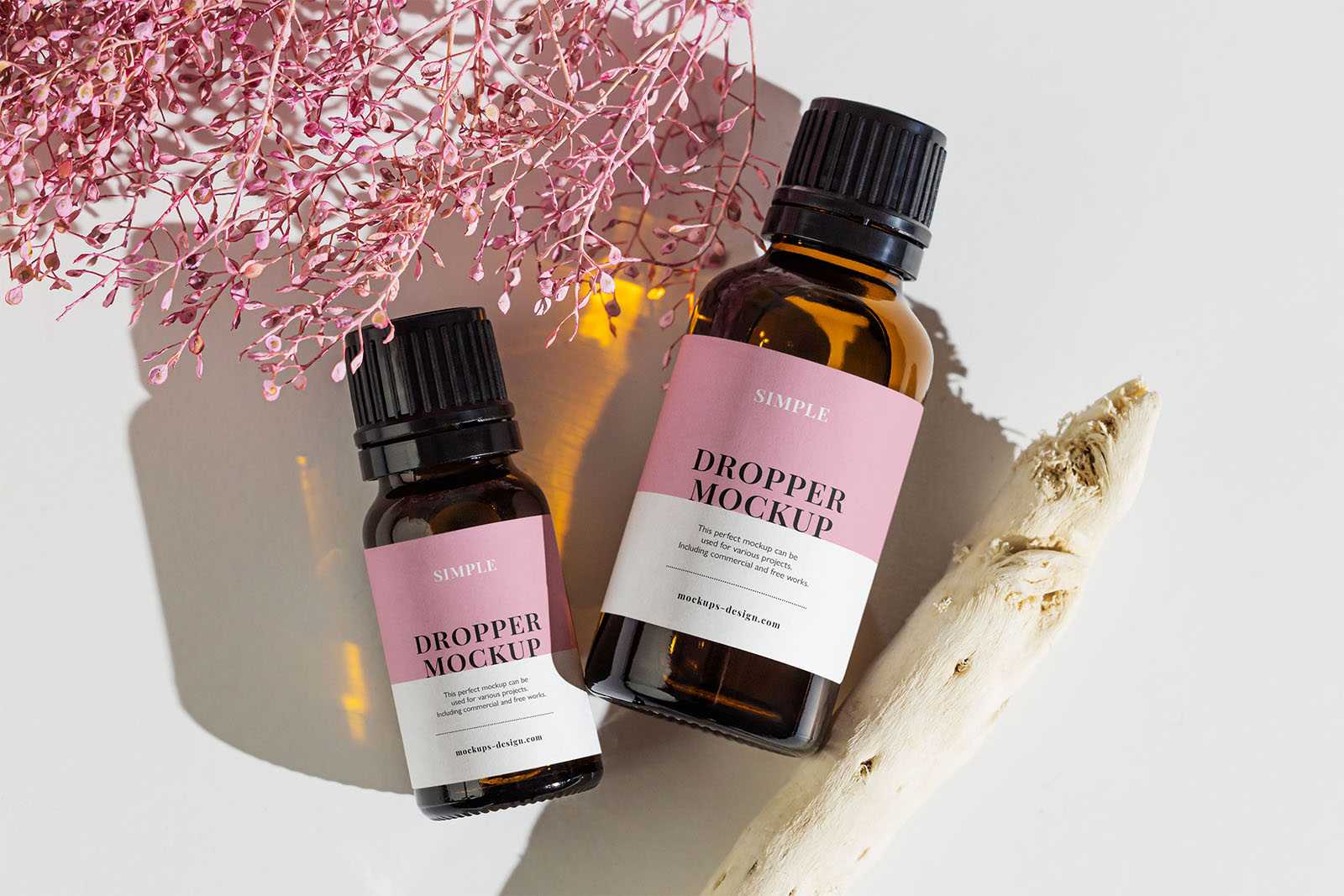 Two essential oil bottles mockup