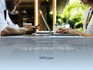 Two People Meeting PowerPoint Template