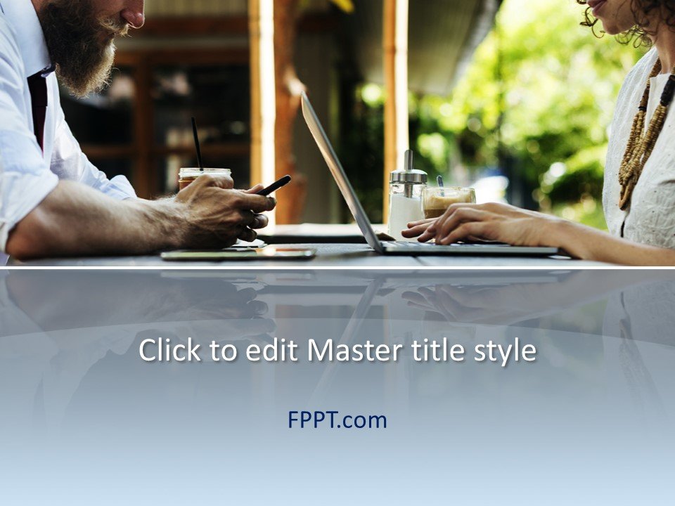 Two People Meeting PowerPoint Template