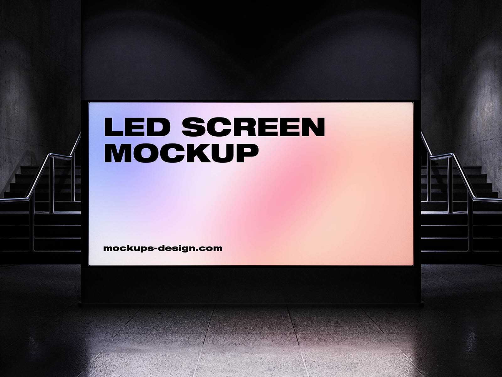 Underground LED screen billboard mockup