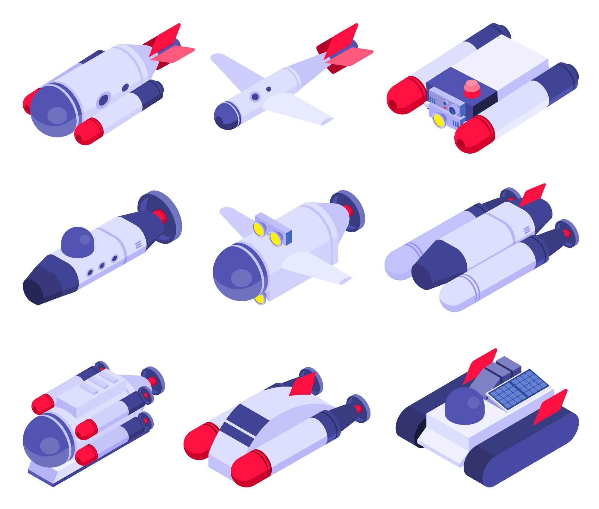 Underwater Vehicles Isometric Icons