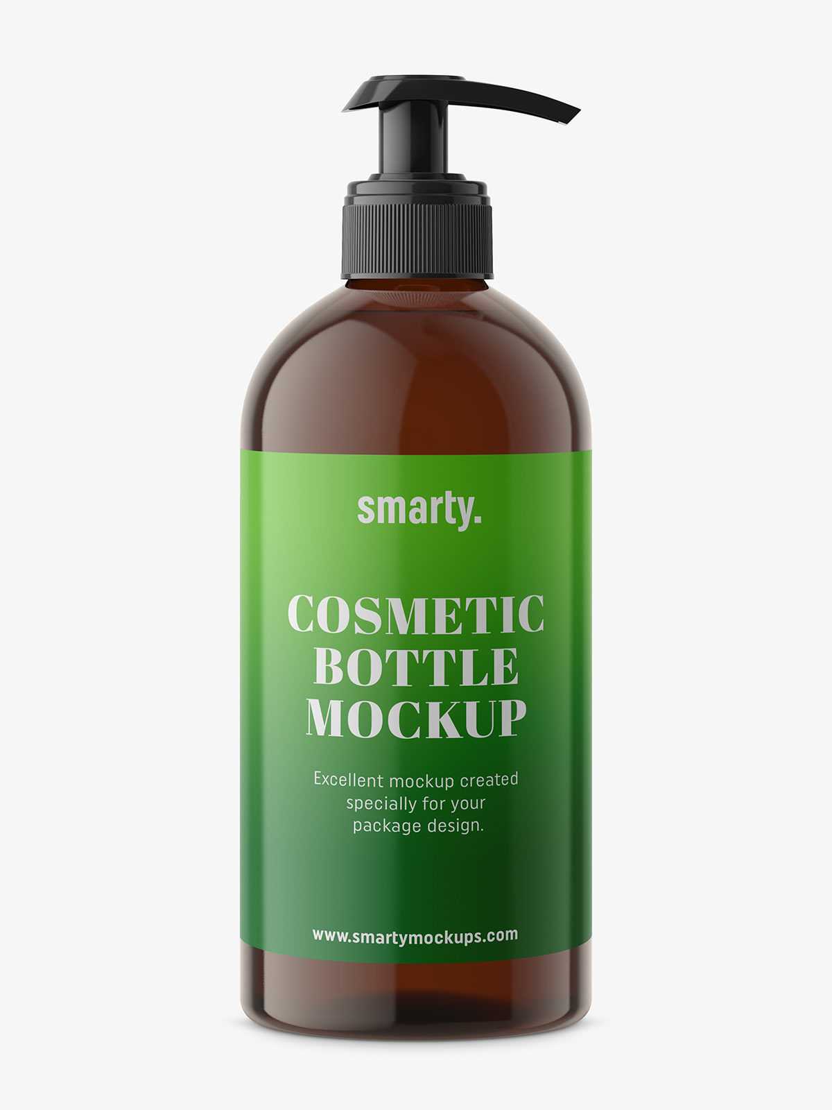 Universal amber bottle with pump mockup