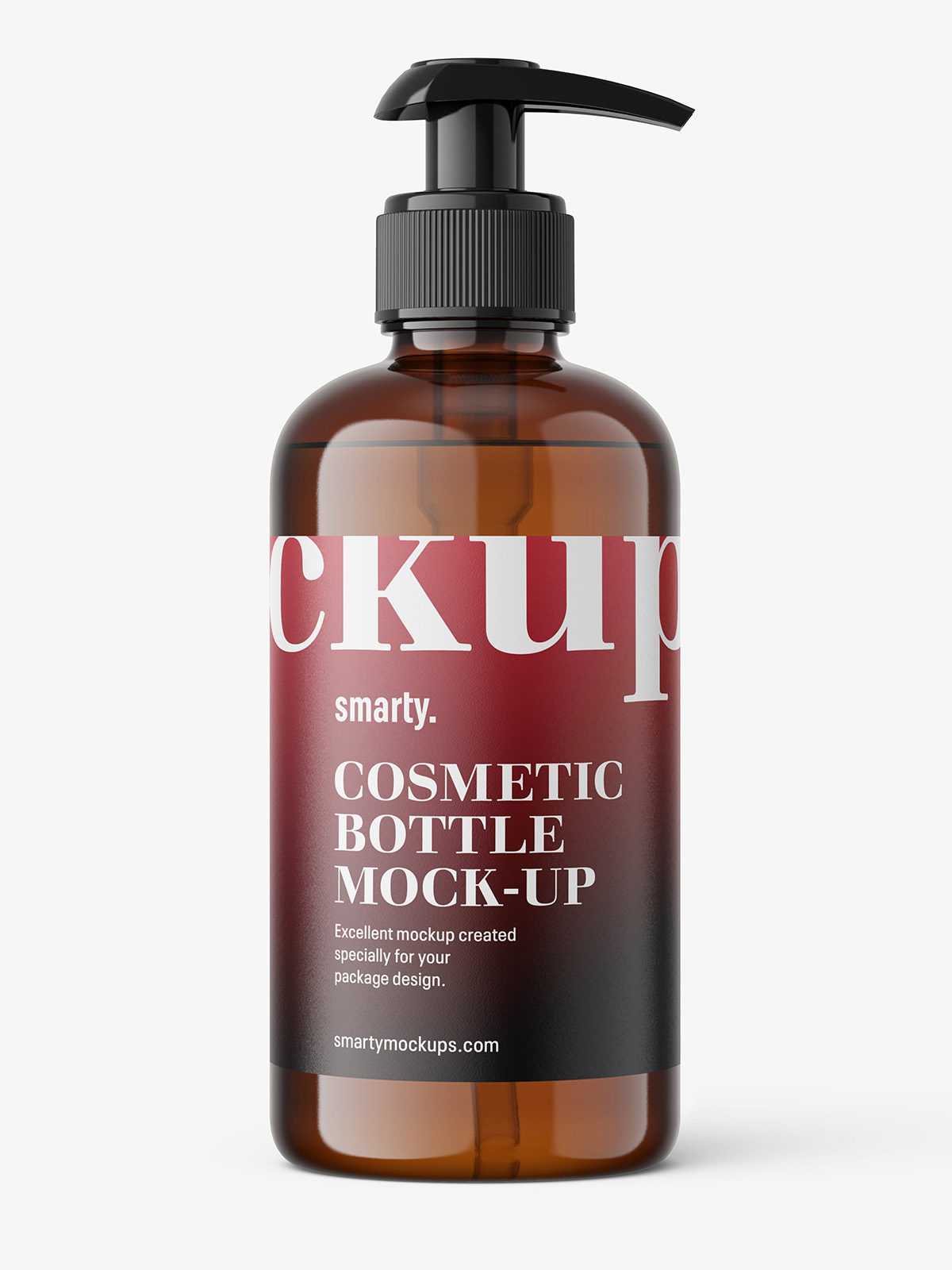 Universal bottle with pump mockup / amber