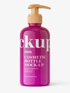 Universal bottle with pump mockup / glossy