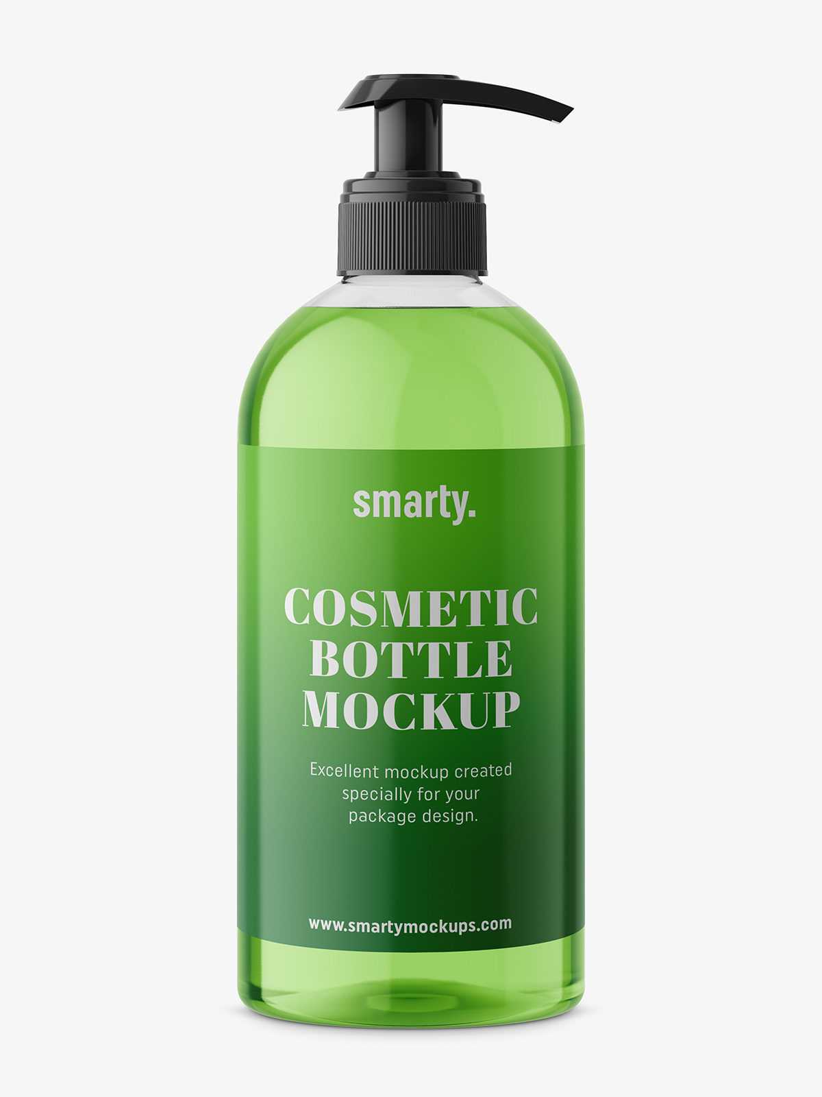 Universal transparent bottle with pump mockup