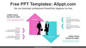 Up-Down Businessman Arrows PPT Diagram