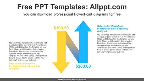 Up-Down Ribbon Arrow PPT Diagram