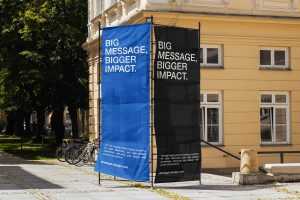 Urban banner construction mockup