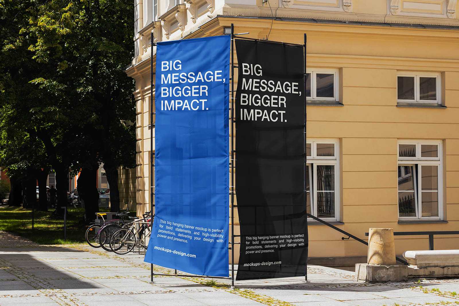 Urban banner construction mockup