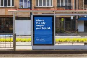 Urban transit shelter poster mockup